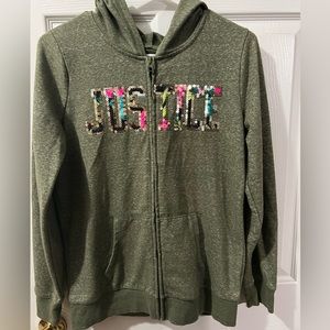 Justice fleece-lined hooded sweatshirt, size 16-18